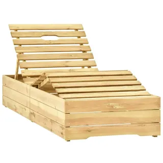 vidaXL Garten-Sonnenliege mit Tisch und Auflage Kiefer Imprägniert - Beige