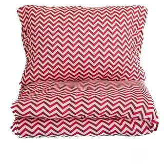 COFI 1453 Bettwäsche Jersey Zick-Zack Design Weiß 155 x 220 cm + 80 x 80 cm