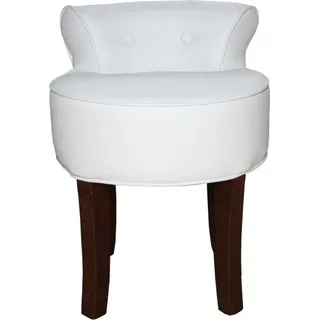 Casa Padrino Designer Hocker Boston Weiß / Braun - Barock Schminktisch Stuhl - Braun