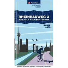 KOMPASS Fahrrad-Tourenkarte Rheinradweg 3, von Köln nach Rotterdam 1:50.000