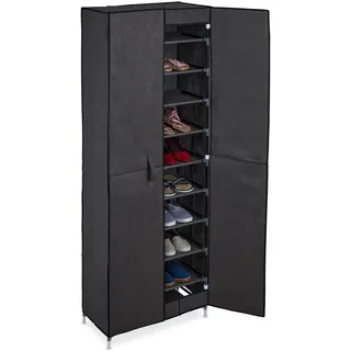 Relaxdays Schuhschrank, 30 Paar Schuhe, magnetische Türen, Stecksystem, Stoffschrank HBT: 168 x 61 x 31,5 cm, anthrazit