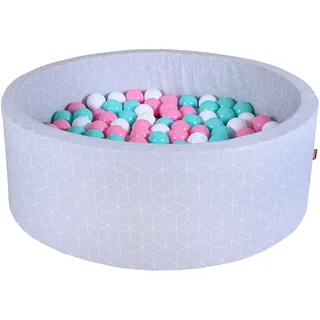 KNORRTOYS.COM 68169 Bällebad Soft-Geo Cube grey-300 Balls Rose/Creme/lightblue, grau