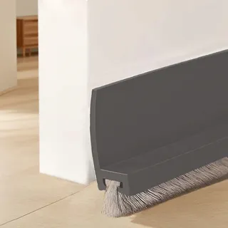 Wendict Zugluftstopper Türbürsten Dichtungsband für Türen 100 cm, Türboden-Dichtungsleiste, Bürstendichtung Dichtungsleiste, Türdichtung mit Bürste, Bürstendichtung für Türen, Grau