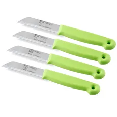 Universal Messer-Set aus Solingen Küchenmesser mit Extra Scharfer Schnittfläche für einen Präzisen Glatten Schnitt Edelstahl Rostfrei Schälmesser Obstmesser Gemüsemesser Grün (4, Kurz)