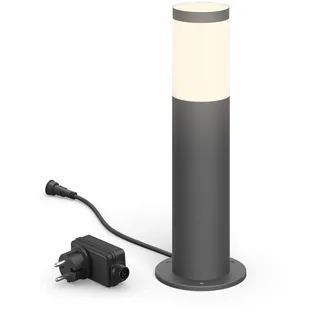 PHILIPS Utrecht Outdoor Sockelleuchte 1-er Starter Set (6 W), wetterfeste Niedervolt Außenleuchte mit warmweißem Licht, energiesparende LED Beleuchtung, anthrazit, 2.700 Kelvin