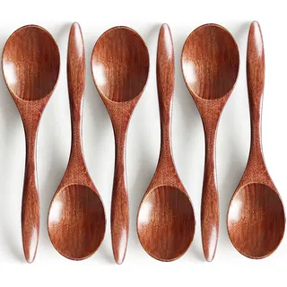 YFWOOD Holzlöffel Esslöffel, 6 Stück Japanischen Stil löffel Holz, 18cm | Kinderreis, Dessert, Kochen, Verkostung, Abendessen