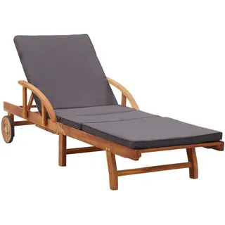 vidaXL Sonnenliege Mit Auflage Massivholz Akazie , Braun , Holz , 68x83x200 cm , Gartenmöbel, Gartenliegen