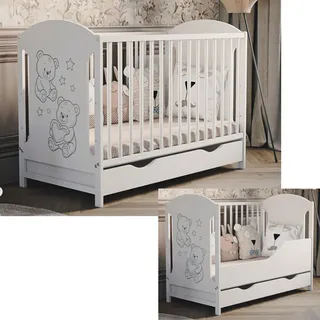 Babybett Hugo 60x120 cm mit Rausfallschutz und Schublade | ohne Matratze