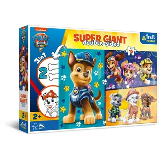 Trefl Primo - PAW Patrol, Fröhliche Hunde - 3 in 1: EIN Puzzle mit 15 sehr großen Teilen, Ausmalbuch, Ausmalspiel, Ausmalpuzzle mit Märchenfiguren, Spaß für Kinder ab 2 Jahren