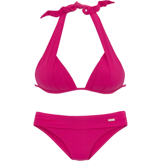 Triangel-Bikini LASCANA, Damen, Gr. 34, Cup B, pink, Polyamid, unifarben, Bikini-Sets Triangel-Bikini, im Nacken zu binden, wattierte Cups, mit eingearbeiteten Kissen