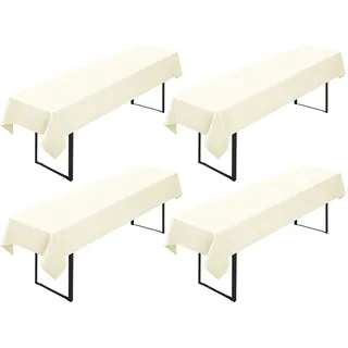 4 Stück Biertisch Tischdecke,für 50-70 cm Tischbreite,Elfenbein Biertisch Biertischhussen Bierzeltgarnitur Rechteckige Tischdecken Waschbar 100x250cm für Gartenbankett-Gartenmöbel