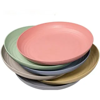 Hobein Teller Set 6er 23cm Essteller Plastikteller, Modern & Gesund Speiseteller,Kuchenteller,Unzerbrechlich Plate für Salat, Dessert, Frühstück|Mikrowellen & Spülmaschinenfest,BPA Frei
