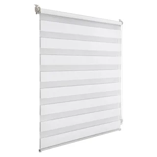 Doppelrollo ohne Bohren mit Klemmfix und Anti-Verhedderungszubehör stufenlos verstellbar lichtdurchlässig und verdunkelnd Weiß B45 x H100 cm (Stoffbreite 41 cm)