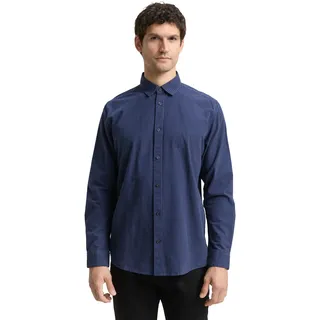 Langarmhemd TOM TAILOR, Herren, Gr. XXL, N-Gr, blau (blau vichy check), Web, Obermaterial: 100% Baumwolle, kariert, regular fit normal, 1-Knopf-Manschette, Hemden Langarmhemd, mit Karomuster