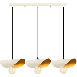 Opviq Eleganter Kronleuchter mit Eisenkorpus, Weiß & Gold, 80 x 17 cm, Höhe: 106 cm | 3 x E27, max. 40 W | Modernes Design für Zuhause & Hotel