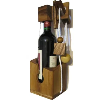 Flaschen-Tresor – Originelle Geschenkverpackung und Knobelspiel aus hochwertigem Holz