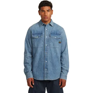 G-Star Slim Fit Langarmhemd kariert Faded Azura Blue M