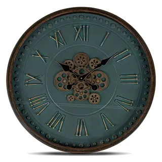 Formano Wanduhr 66 cm Metall mit sichtbar drehenden Zahnrädern