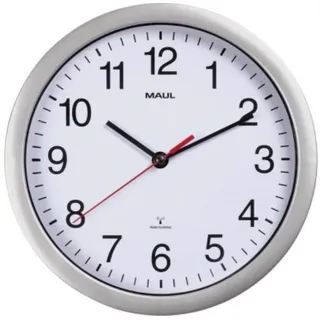 Maul Funkwanduhr MAULrun weiß silber Kunststoff, Ø 25,2 cm