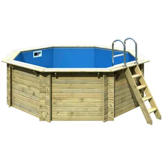 Karibu Pool-Set , Naturfarben , Holz , 4-teilig , Kiefer , 124 cm , Freizeit & Co, Pools & Wasserspaß, Pools