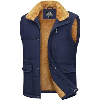 Herren Outdoor Winterweste Gefüttert Fleece Ärmellos Thermo 3XL Dunkelblau - Dunkelblau