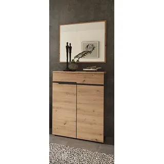 Garderoben 2er Set MANRESA-36 in Artisan Eiche Nb. mit Graphit B/H/T: ca. 80/190/3 cm - Braun