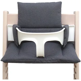 Blausberg Baby – hochwertiges Tripp Trapp Sitz-Kissen Set für Stokke Hochstuhl - 2-teilige Auflage/Polster/Sitzverkleinerer für Kinderhochstuhl – DIVERSE FARBEN (Dunkelgrau Pünktchen)
