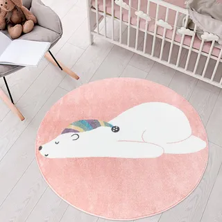 Carpet City Kinderteppich »ANIME921«, rund, 11 mm Höhe, Kinderzimmer Teppich Modern mit lustigen Cartoon-Figuren, Multi, rosa