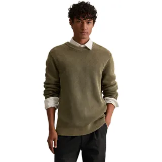Rundhalspullover MARC O'POLO DENIM "loose fit mit speziellem Farbeffekt", Herren, Gr. XXL, grün (pale braun), Strick, Obermaterial: 100% Baumwolle, loose fit, Rundhals, Rippbündchen, Pullover Rundhalspullover