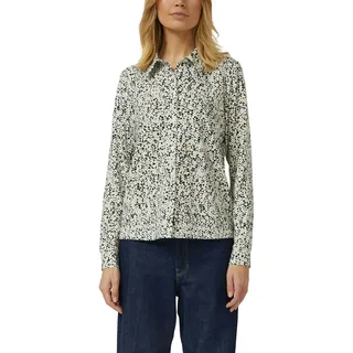 Langarmbluse S.OLIVER, Damen, Gr. 46, bunt (grau floral), Jersey, Obermaterial: 95% Baumwolle, 5% Elasthan, gemustert, tailliert hüftbedeckend, Rundhals, Blusen Langarmbluse, mit Allover-Druck