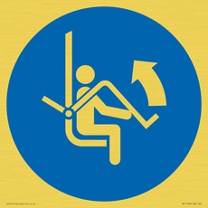 S20 Schild mit Aufschrift "Open safety bar of chairlift", 200 x 200 mm