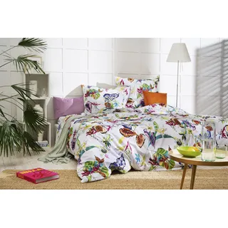 APELT Nina Bettwäsche-Set Bio-Satin weiß+bunt 135x200+80x80 cm