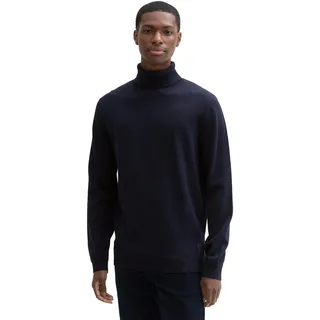 TOM TAILOR Herren Basic Rollkragenpullover aus Baumwolle, 13160 - Knitted Navy Melange, XXXL