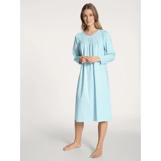Nachthemd CALIDA "Soft Cotton", Damen, Gr. S (40/42), N-Gr, blau (hellblau), Interlock, Obermaterial: 100% Baumwolle, unifarben, comfort fit kniebedeckend, Rundhals, Kleider Nachthemd, Raglanärmeln, Langarm, Interlock-Qualität, Rundhals, feminin