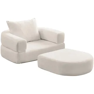 Urban Meuble Schlafsessel in Chenille-Optik , Beige , Textil , 101x41x90 cm , Wohnzimmer, Sofas & Couches, Schlafsofas, Schlafsessel