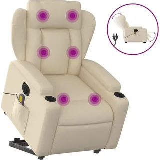 vidaXL Elektrischer Massagesessel mit Aufstehhilfe Creme Stoff - Creme