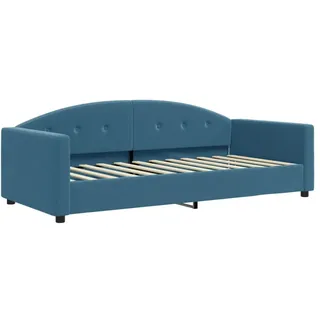 Vielseitiges Tagesbett Blau aus Samt 90x200 cm mit Metall- und Massivholzgestell - Blau