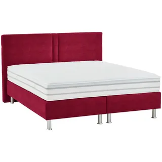 Beldomo - Sleep Boxspringbett , Rot , Kunststoff , H3 , Höhe ca. 26 cm , 180x200 cm , gepolstertes Kopfteil, Stoffauswahl, in verschiedenen Größen erhältlich, Partnermatratze mit durchgehendem Bezug, Matratze in verschiedenen Härtegraden erhältlich , Schlafzimmer, Betten, Doppelbetten