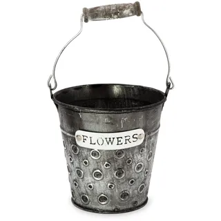 Blümelhuber Zinkeimer Blumentopf in Antik Optik - Vintage Deko Boho Blumentopf Balkon Deko Fensterbrett Innen und Außen