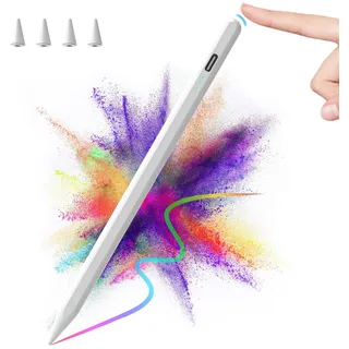 Stift für iPad mit Palm Rejection, Stylus Pen für iPad 10th/9th/8th/7th Gen/iPad Pro 13/12.9/11''/iPad Air 13/11/5/4/3rd Gen/iPad Mini 6/5th Gen, Magnetisch Active Pencil für iPad 2018-2024 (White)