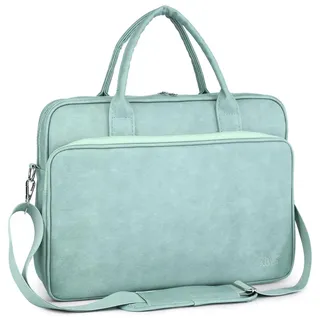 BAGZY Arbeitstasche Damen Leder Laptoptasche 14 Zoll 15,6 Zoll Groß Lehrertasche Damen Businesstasche Laptop Tasche Briefcases für Schul, Arbeits und Geschäftsreisen (Grün)
