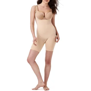 Spanx Damen Spanx Power Open-bust Mid-thigh Bodysuit Shapewear Ganzkörper-Body, Soft Nude, XL