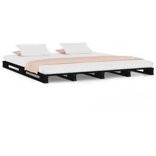 vidaXL Palettenbett Schwarz 120x190 cm Massivholz Kiefer - Schwarz