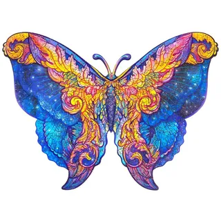 UNIDRAGON 199-tlg. Holzpuzzle Intergalaxy Butterfly Medium 32x23 cm