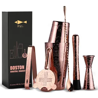 Sky Fish Cocktail Shaker Set, Ätzen Cocktail Shaker Kit in Geschenkbox 7er Set, Handwäsche (Roségold)
