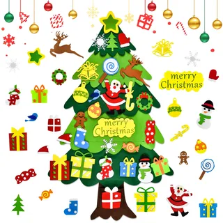 DazSpirit DIY Filz Weihnachtsbaum Set, 3.3Ft Deko Für Kinde, Tannenbaum mit Vielfältigen Abnehmbaren Ornamenten, Ideal für Home Tür Wand Hängend Weihnachtsdekoration