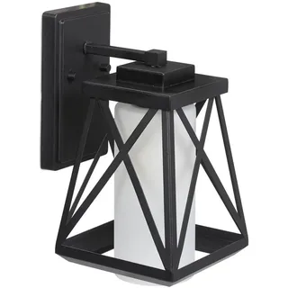 Relaxdays AUßENLAMPE , Schwarz , Metall, Glas , E27 , 17.5x32x22 cm , Lampen & Leuchten, Außenbeleuchtung, Außenwandleuchten