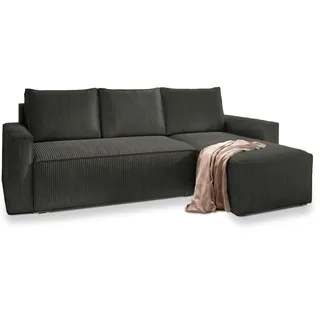 masseno Ecksofa POTARO mit Schlaffunktion L-Form, Sofa mit Bettkasten, Wohnzimmersofa, Couch, Soffa, Bettsofa, Couchgarnitur- Graphitfarben, POSO 34 - Grau