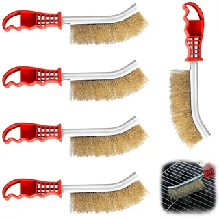 Grillbürste Messing, 5 Stück Messingbürste Grill, 140MM Drahtbürste Grill Messing Grillbürste Messingbürste für die Reinigung von Schweißschlacken und Rost und Grillrückstände