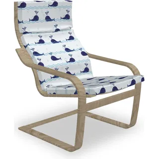 ABAKUHAUS Wal Poäng Sessel Polster, Blaue Fische auf dem Wasser, Sitzkissen mit Stuhlkissen mit Hakenschlaufe und Reißverschluss, Blassblau Marineblau - Blau